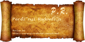 Perényi Radován névjegykártya